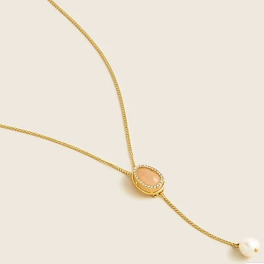 J. Crew Baldwin Pave Pearl Drop Necklace